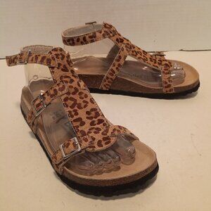 BIRKENSTOCK BETULA Women's Sz 37EU/6US 240 Cheetah Print Hide Strappy Sandals